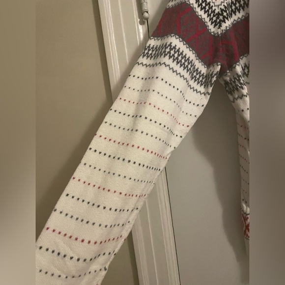 Talbots Fair Isle Cotton Cashmere Blend Cream Red Sweater Size Extra Large - Picture 4 of 11